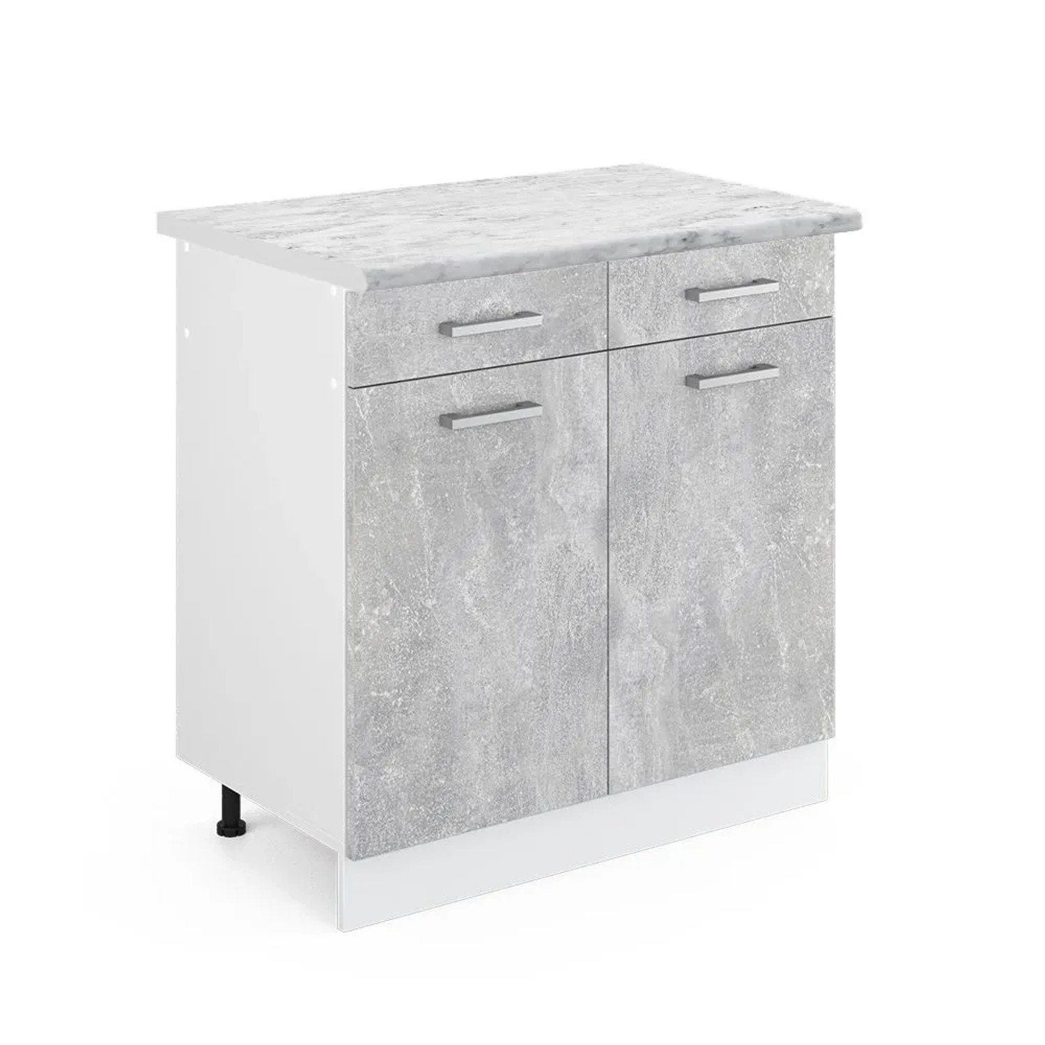 Vicco Küchenunterschrank R-Line Schubladenschrank für die Küche Beton Weiß 80 cm AP Marmor