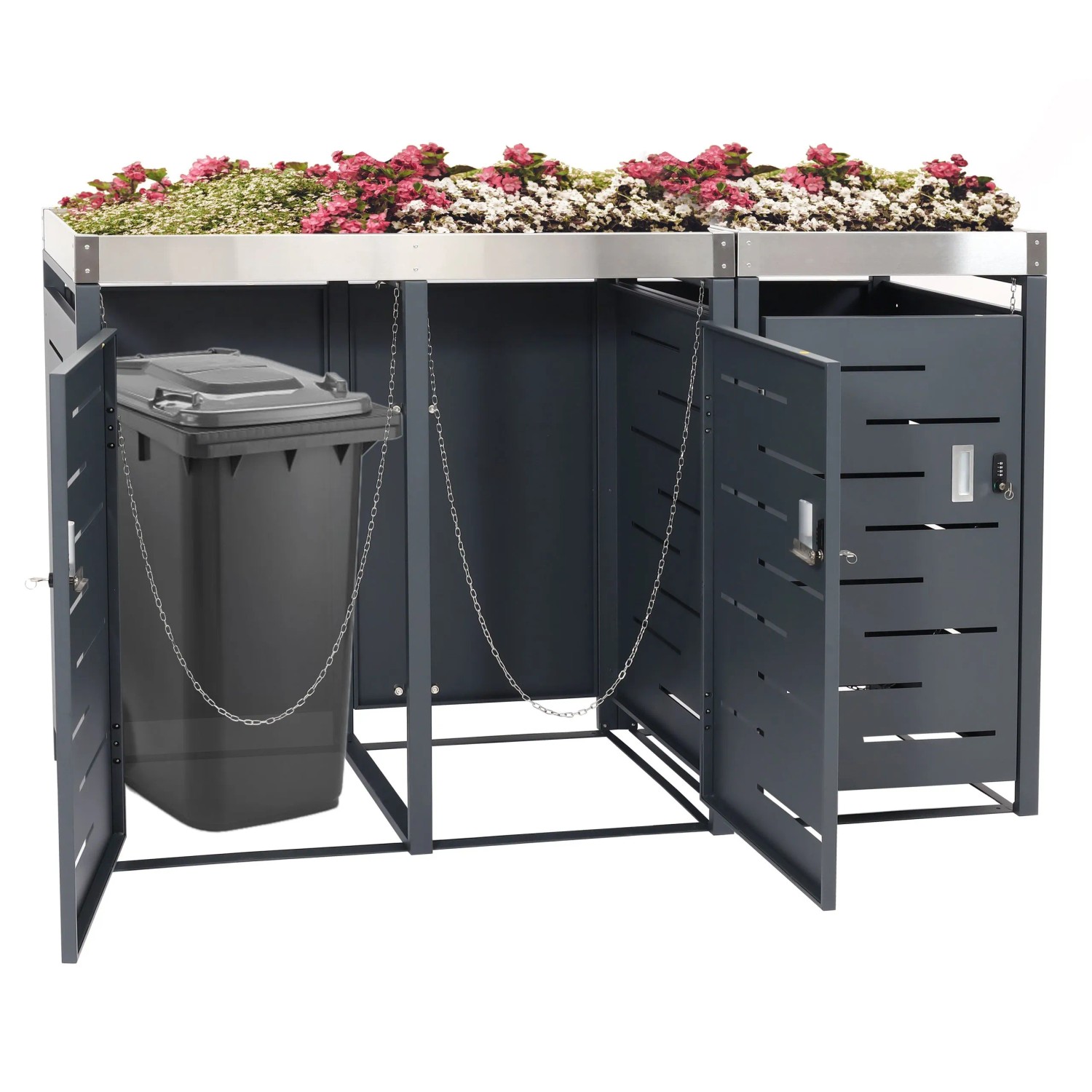 PROREGAL Mülltonnenbox 3er 110x175x62cm 80-240 Liter_2