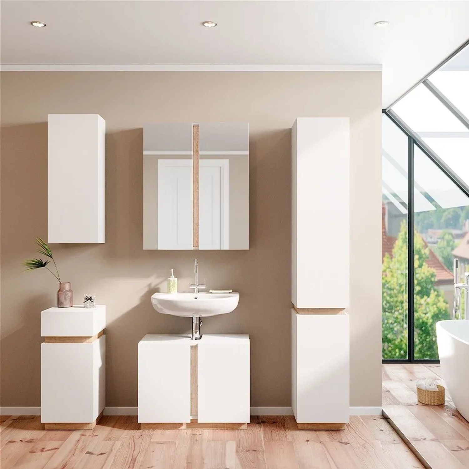 Vicco Badschrank Gloria Weiß 33 x 84 mit 2 Regalböden_4