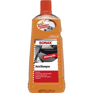 Sonax Autoshampoo Konzentrat 2l in oranger Flasche für die Autopflege.