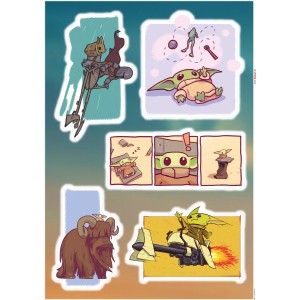 Komar Deko-Sticker mit verschiedenen Motiven von Mandalorian Grogu, 50x70 cm, für Kinderzimmer.