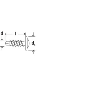 Abbildung einer Fischer Profilverbindungsschraube 4,2 x 13 mm mit Flachrundkopf und Bohrspitze.