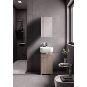 Badmobil Spiegelschrank Juna, 40 cm, Sanoma Eiche Dekor im Badezimmer.