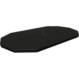 Schwarze Bestway Flowclear Poolabdeckung aus PVC, 424x250 cm, mit Drainagelöchern.