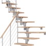 Dolle Mittelholmtreppe Cork, Buche perlgrau, 1/4 gewendelt, mit Edelstahlgeländer.