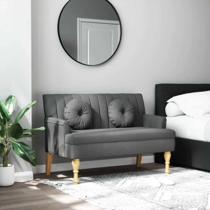 vidaXL Sitzbank mit Kissen Dunkelgrau 113x64,5x75,5 cm Stoff 372131