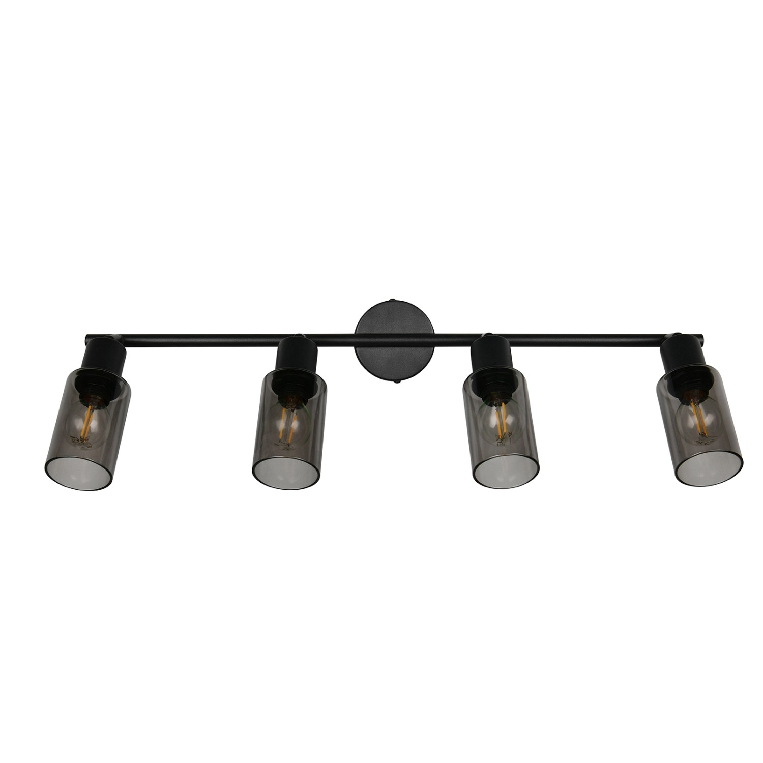 Reality Strahler Mars, 4-flammiger Spot, schwarz matt mit rauchfarbenem Glas.