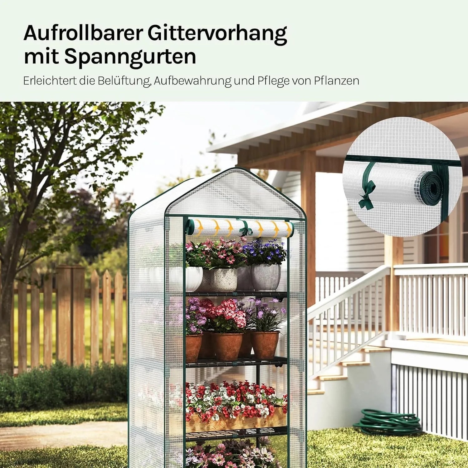 WOLTU Gewächshaus mit Aufrollbarer Tür Winterfest Weiß 69x49x158cm_5