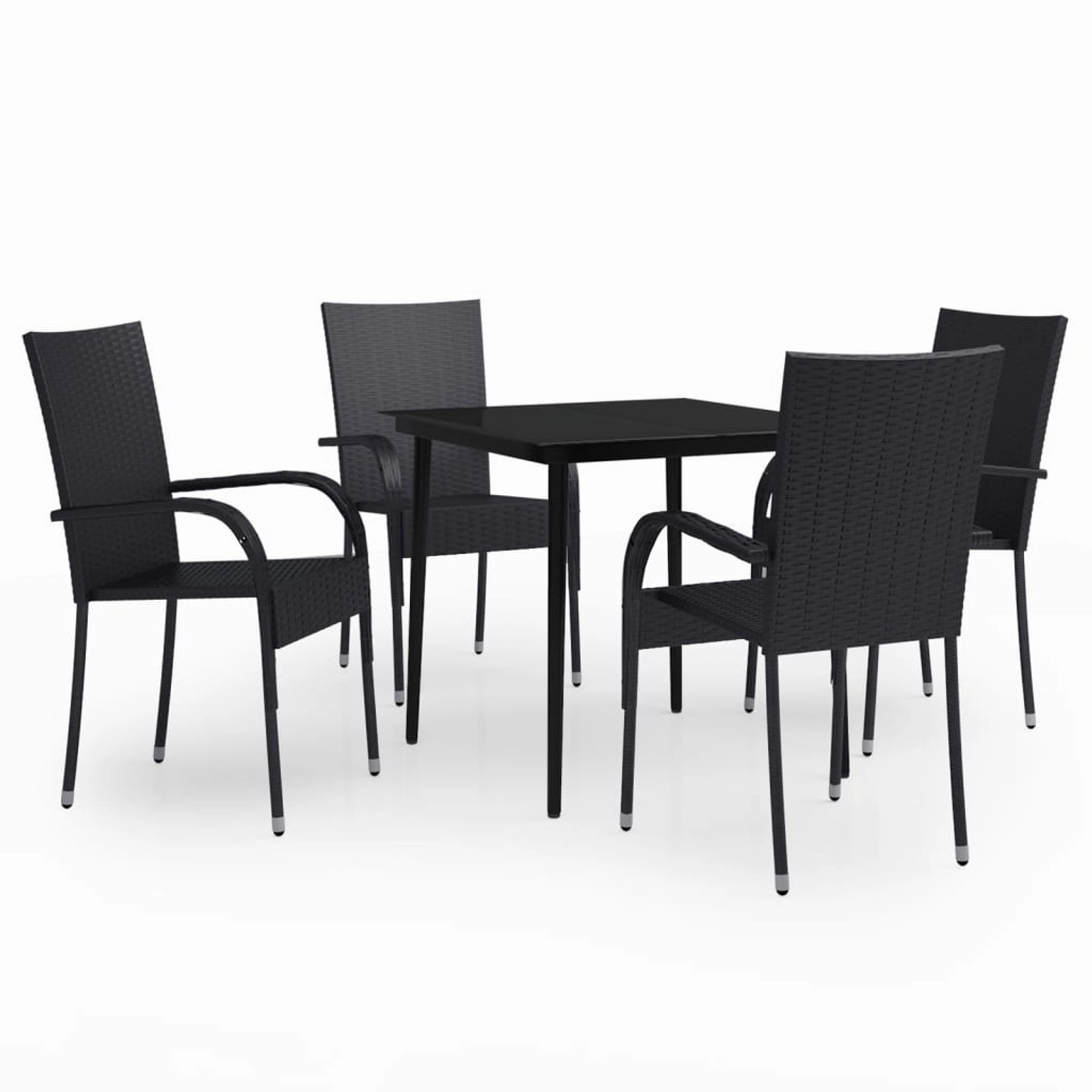 vidaXL 5-Tlg Garten-Essgruppe Schwarz 3099396