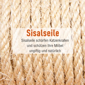 Detailaufnahme von Sisalseil, umwickelt um einen PawHut Kratzbaum für Katzen.