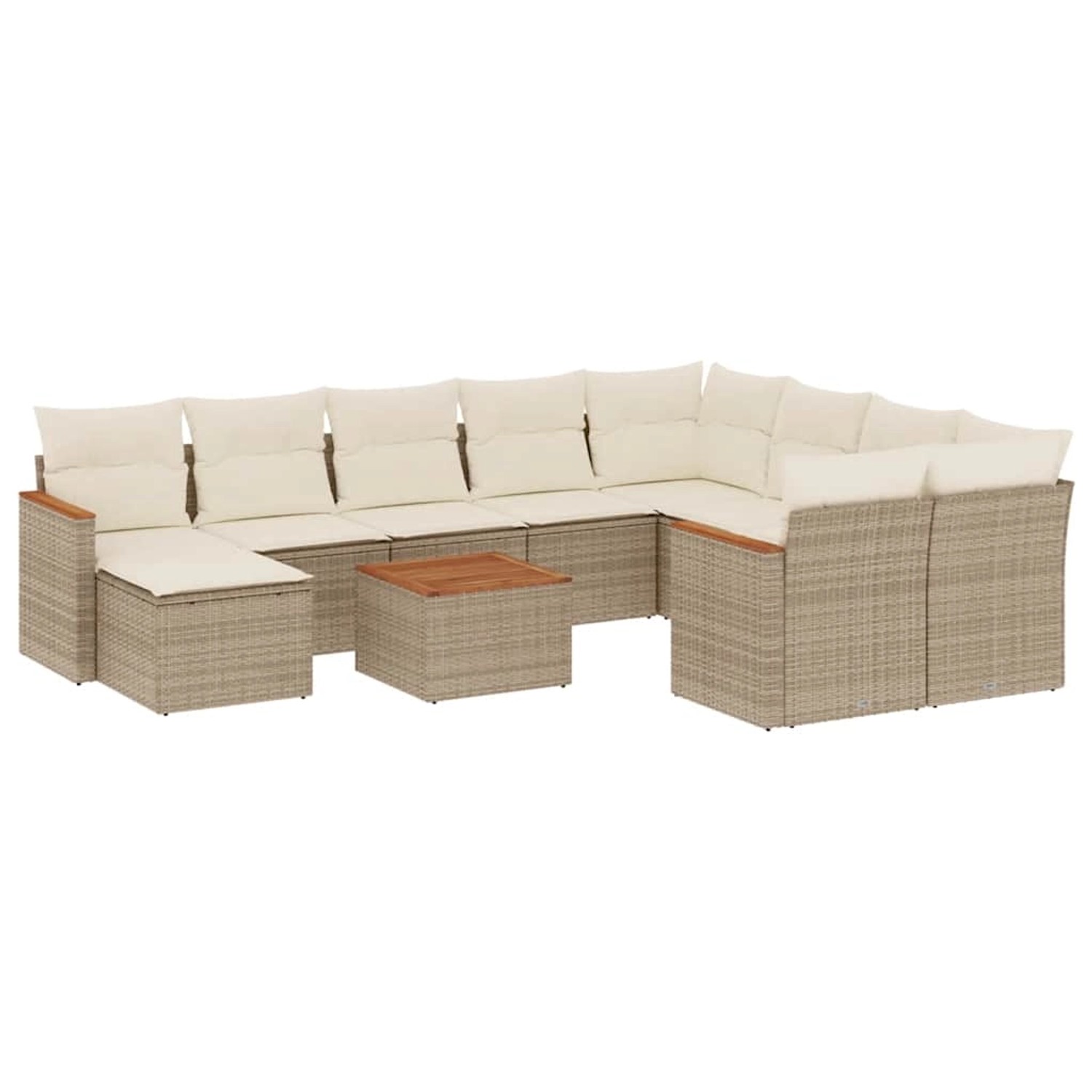 vidaXL 11-Tlg Garten-Sofagarnitur mit Kissen Beige Poly Rattan 3226562 günstig online kaufen