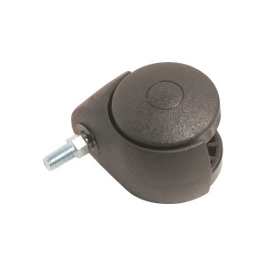 Schwarze Doppelrolle Ø 40 mm mit Gewinde und 20 kg Traglast für Möbel und Geräte.