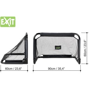 EXIT Pico Fußballtore, 90x60cm, 2er Set, Stahl, schwarz, faltbar, mit Maßangaben.