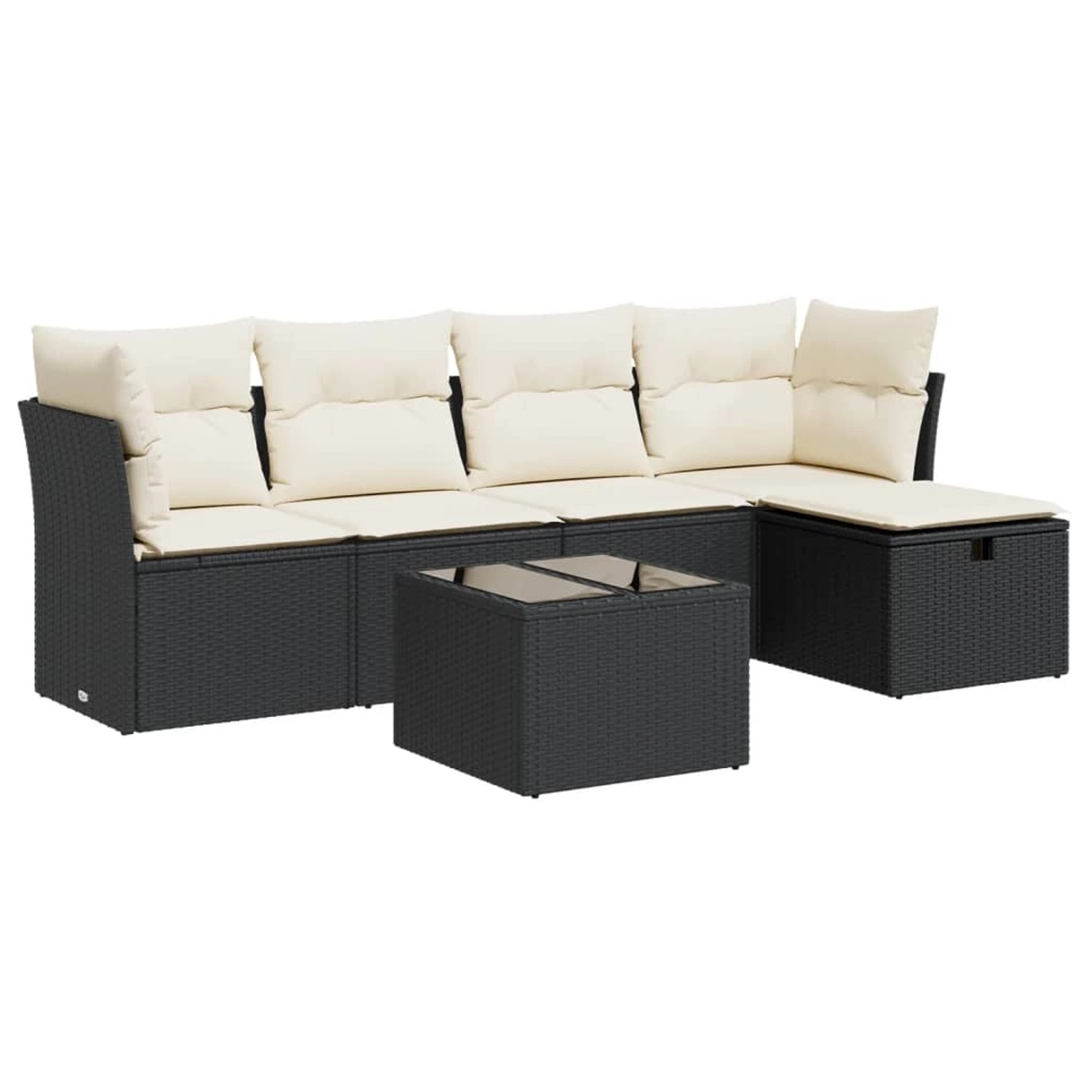 vidaXL 6-Tlg Garten-Sofagarnitur mit Kissen Schwarz Poly Rattan 3325272