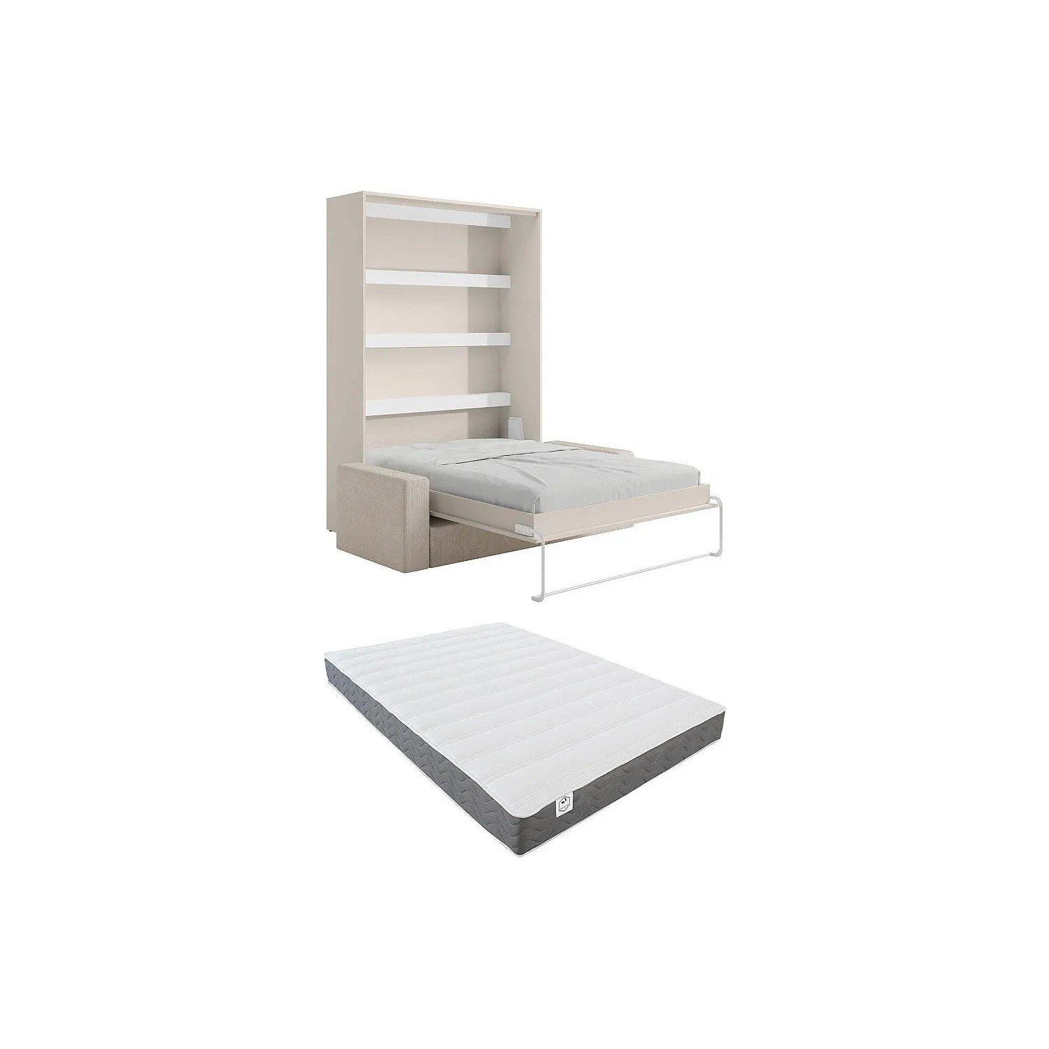 Vente-unique Schrankbett Rapili Beige 200 cm