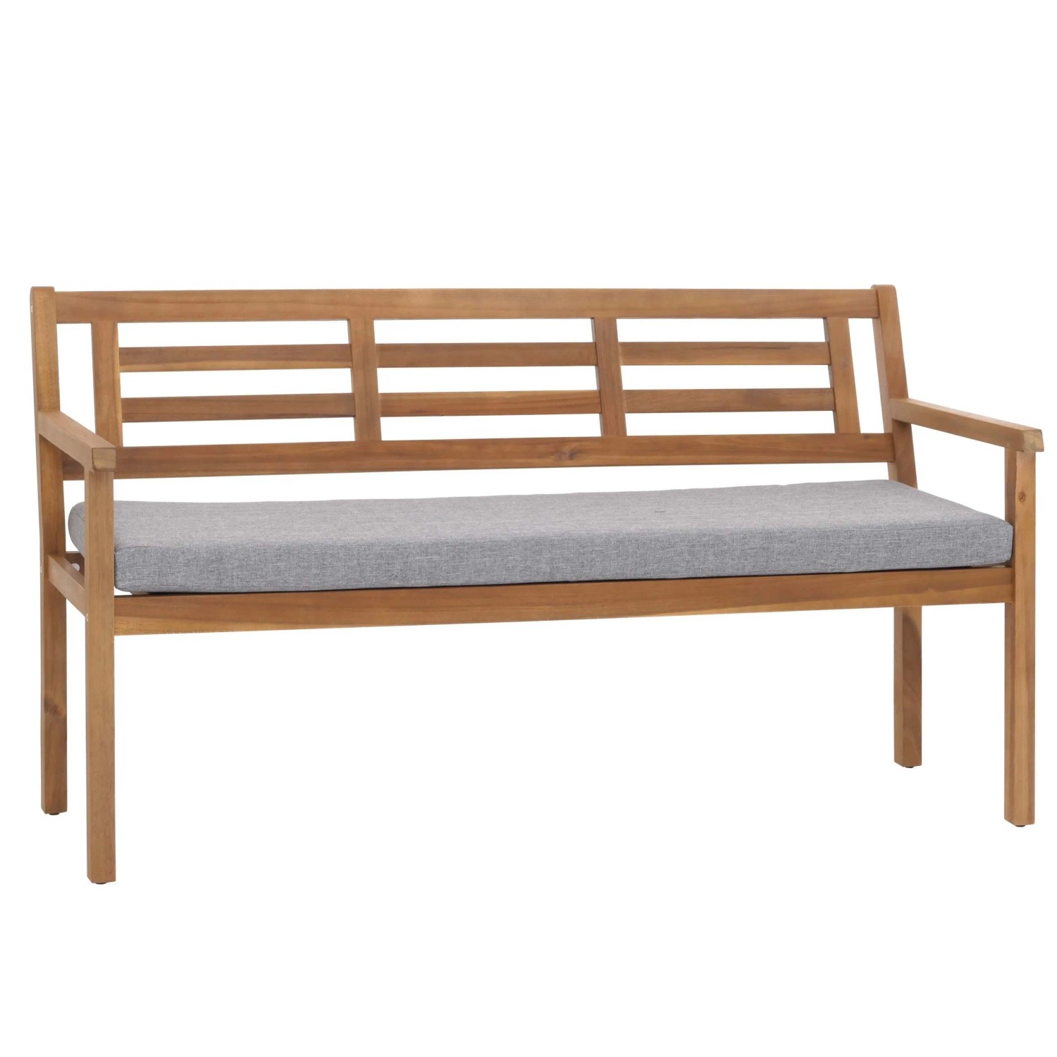 PROREGAL Gartenbank HxBxT 82x145x59cm Sitzbank Parkbank Holzbank Massiv-Holz Akazie Kissen Grau
