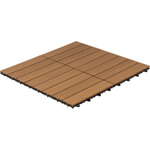 WPC-Fliesen Bavaro Teak, 3 m², Holzfliesen mit Klicksystem für Terrasse und Balkon.