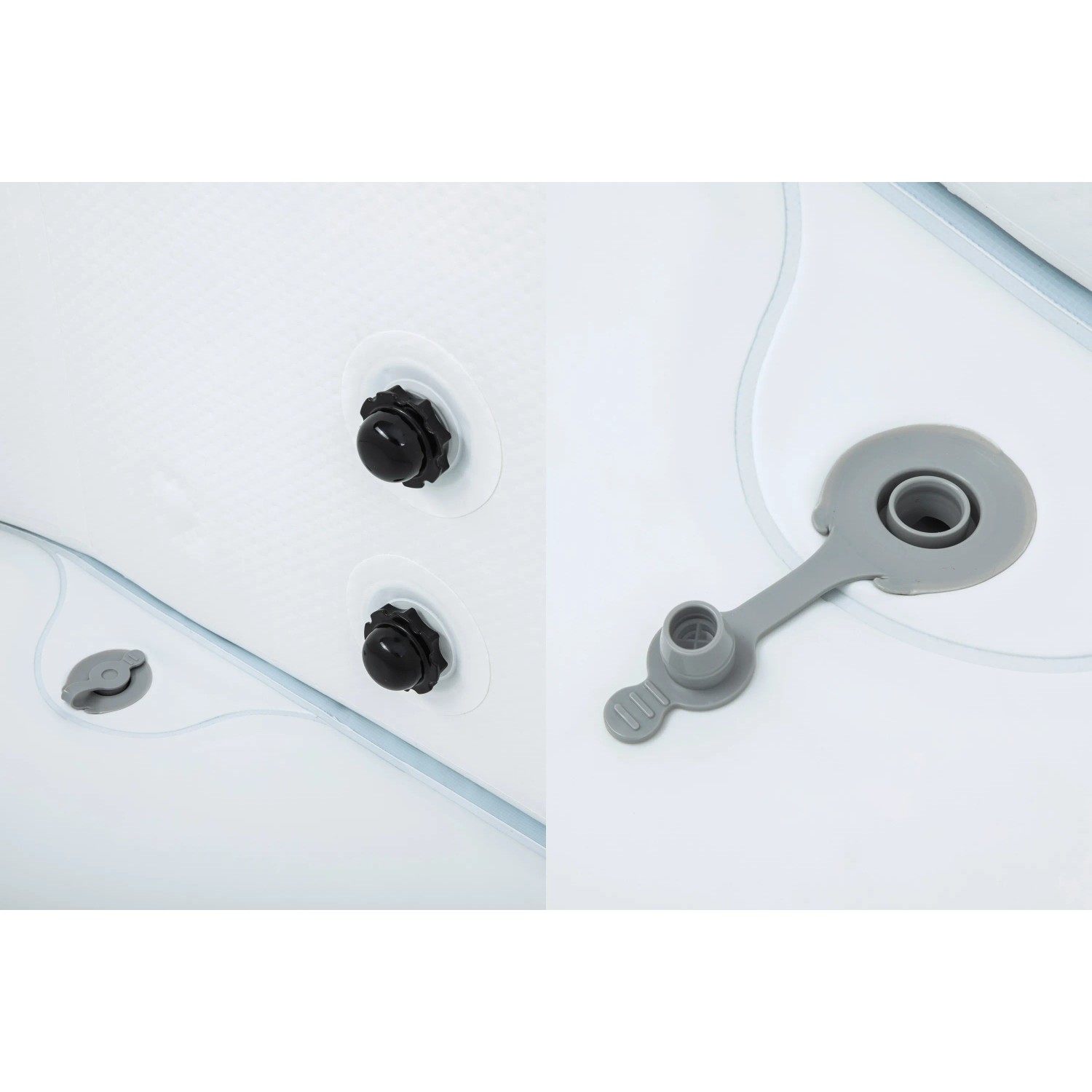 Detailaufnahme: Ventile und Ablassstopfen des Bestway Eisbad Glacial Dip, aufblasbarer Whirlpool.