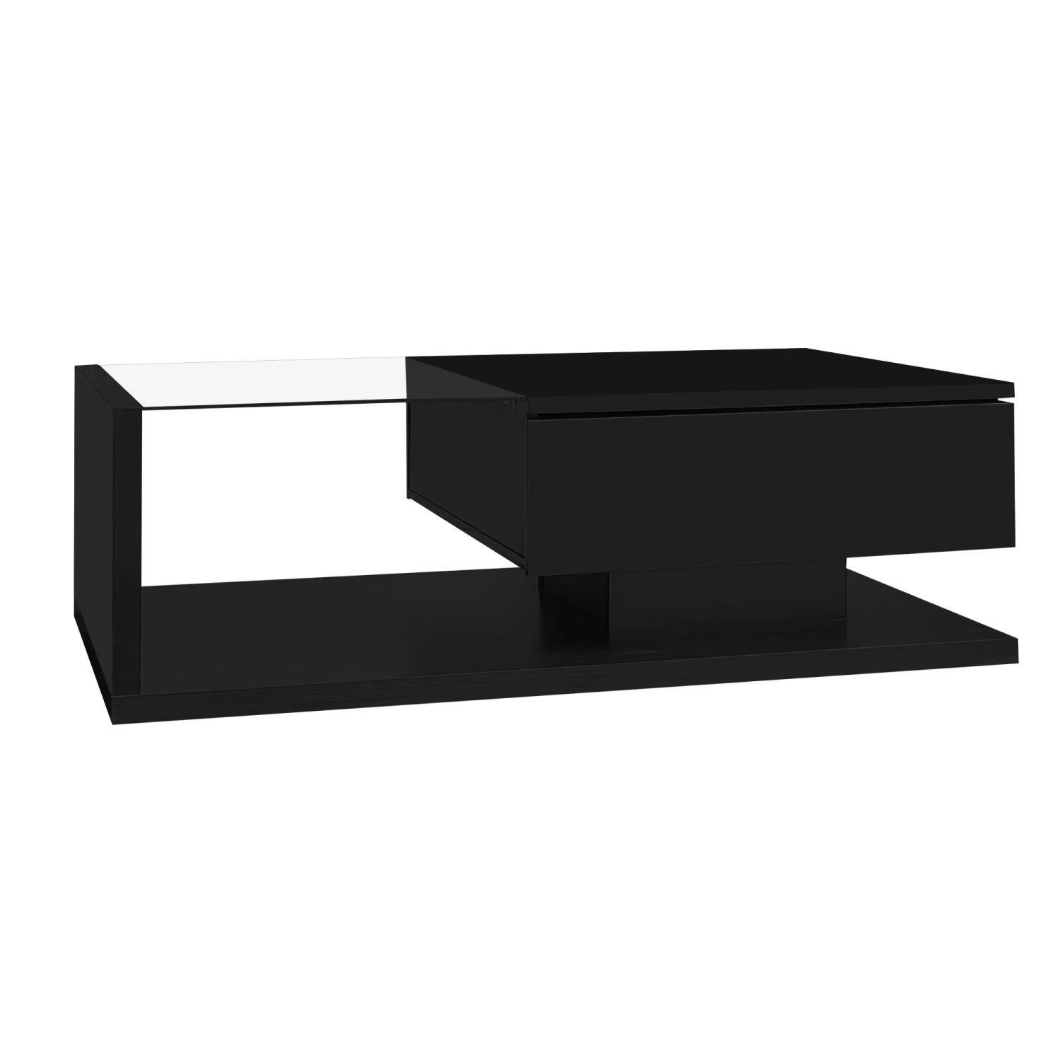 okwish Couchtisch mit Glas und LED-Effekt Schwarz 105 × 55 cm