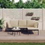 Beige vidaXL Garten Lounge Set, 3-teilig mit Kissen, Poly Rattan. Gartenmöbel für Terrasse und Garten.