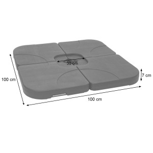 Grauer MCW Schirmständer Carpi II, bestehend aus 4 Modulen, je 100x100x7 cm, für Marktschirme.