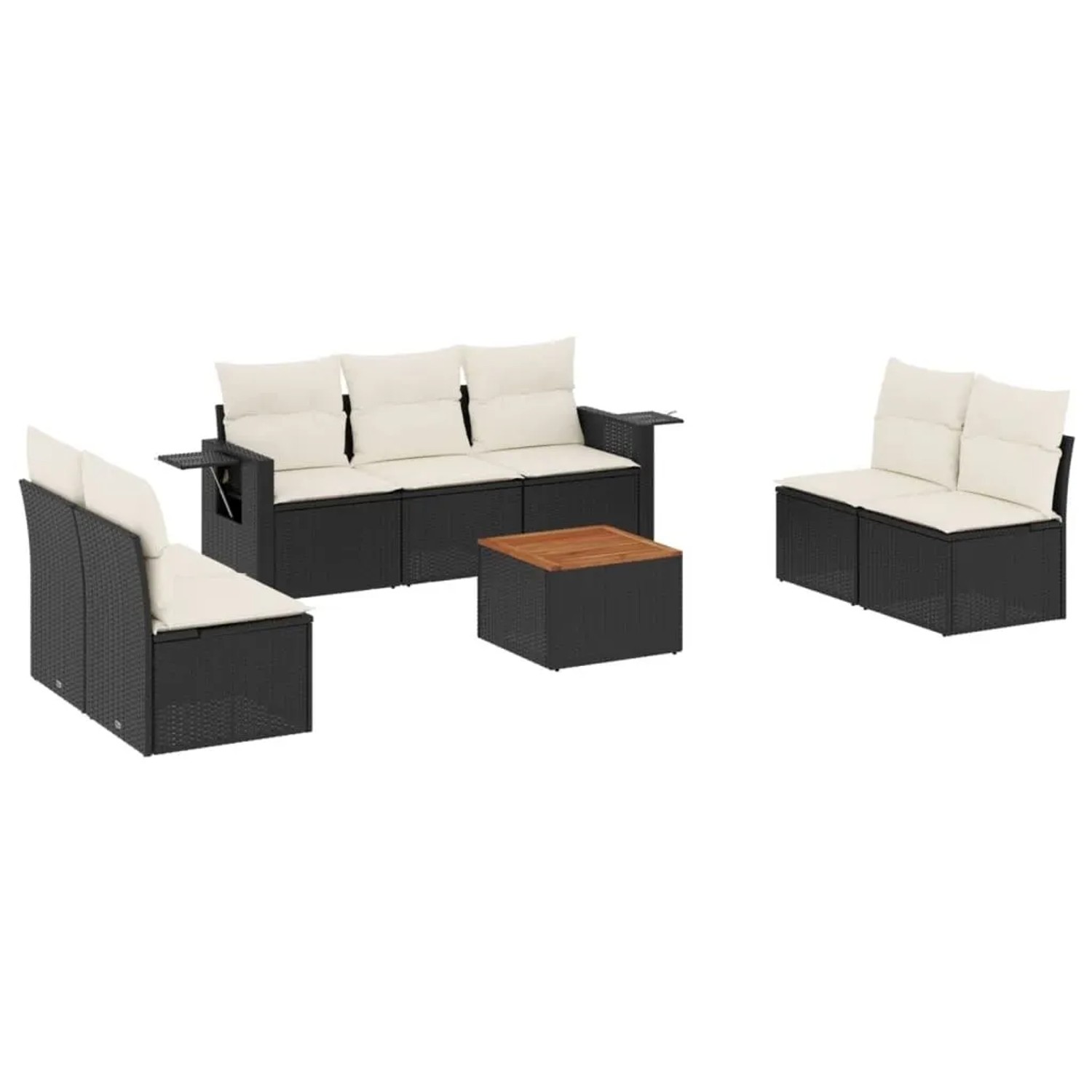 vidaXL 8-Tlg Garten-Sofagarnitur mit Kissen Schwarz Poly Rattan 3224516 günstig online kaufen
