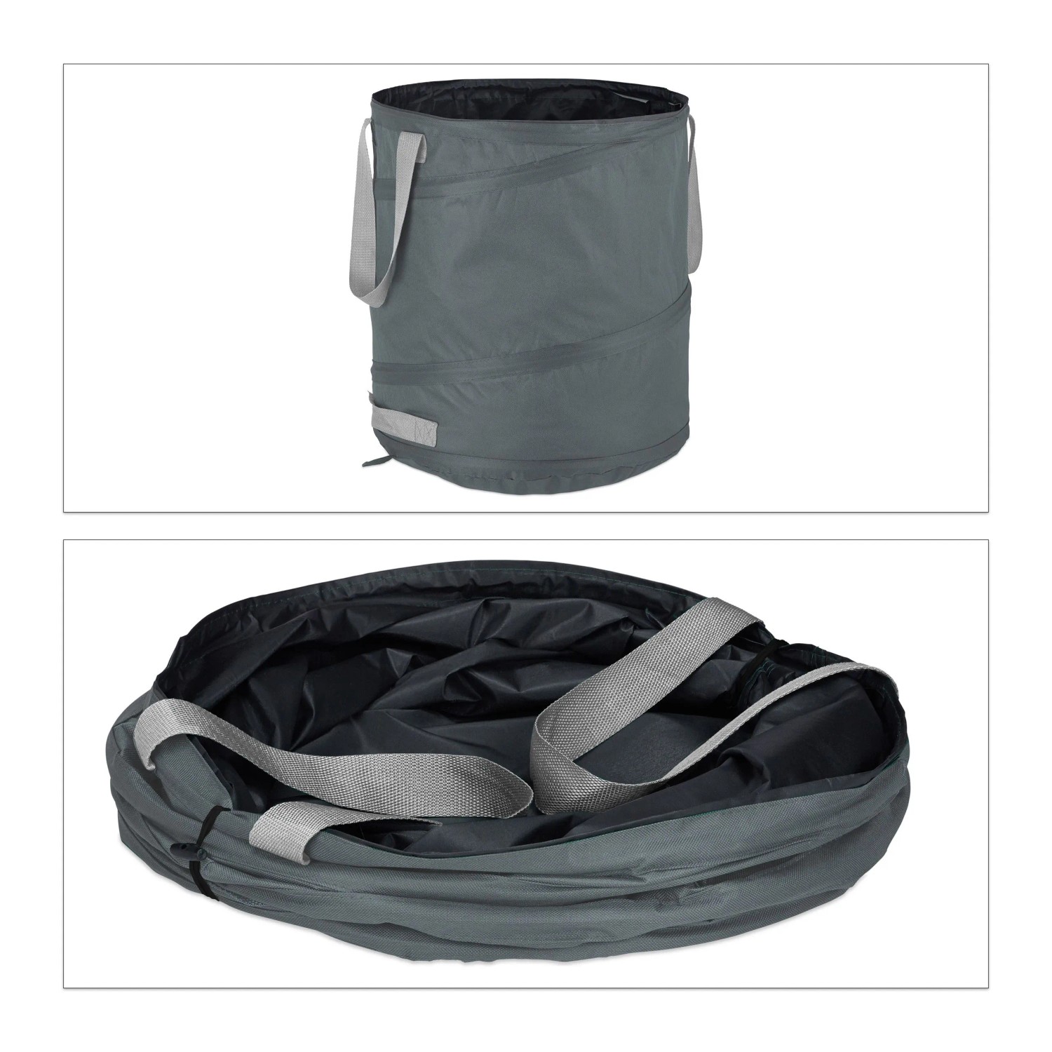 Relaxdays Laubsack 3er Set Polyester Kunststoff Grau Selbststehend Faltbar 85, 47 cm x 46 cm 670 g
