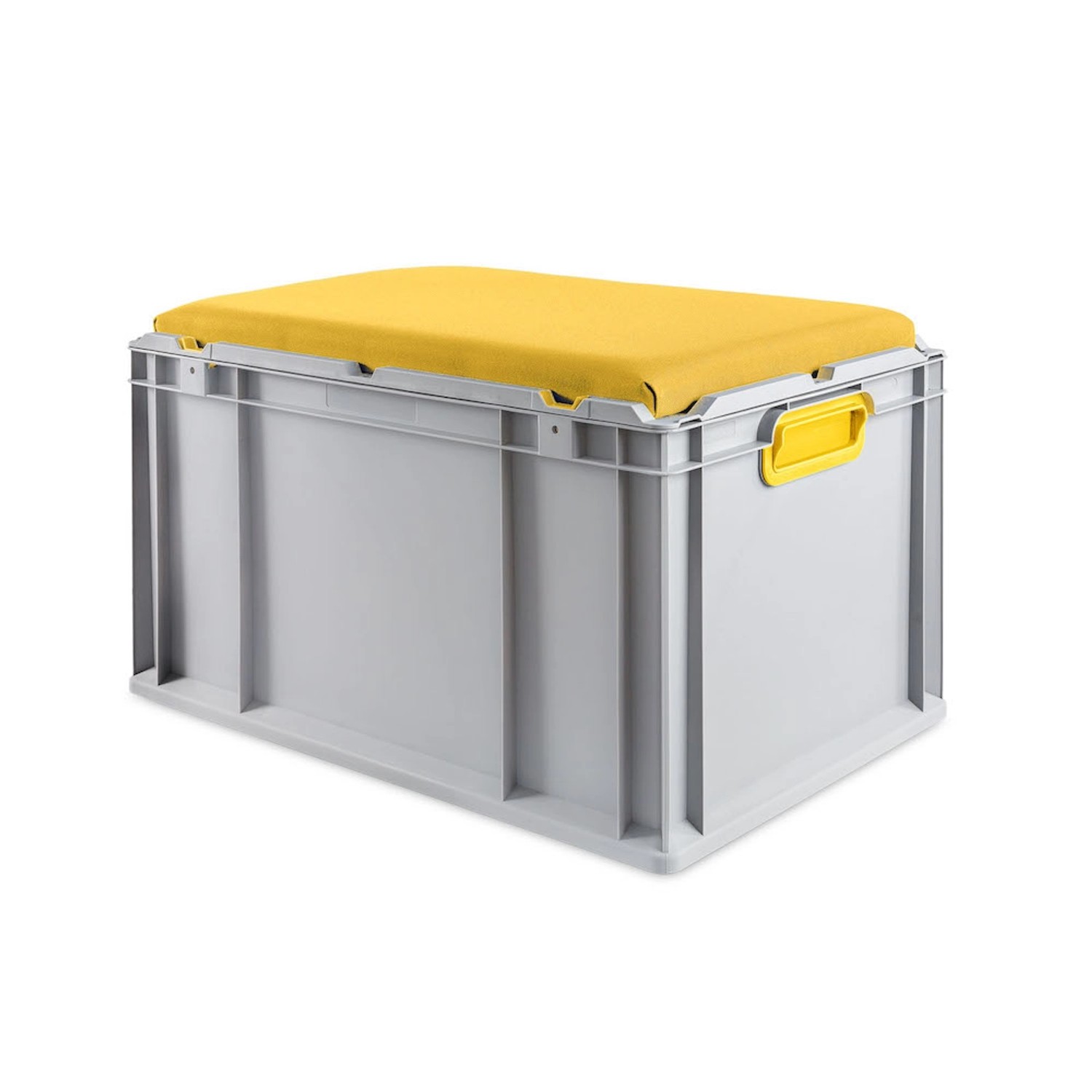 Eurobox NextGen Seat Box Gelb HxBxT 36,5 x 40 x 60 cm 65 Liter Griffe Geschlossen Eurobehälter Sitzbox Transportbox