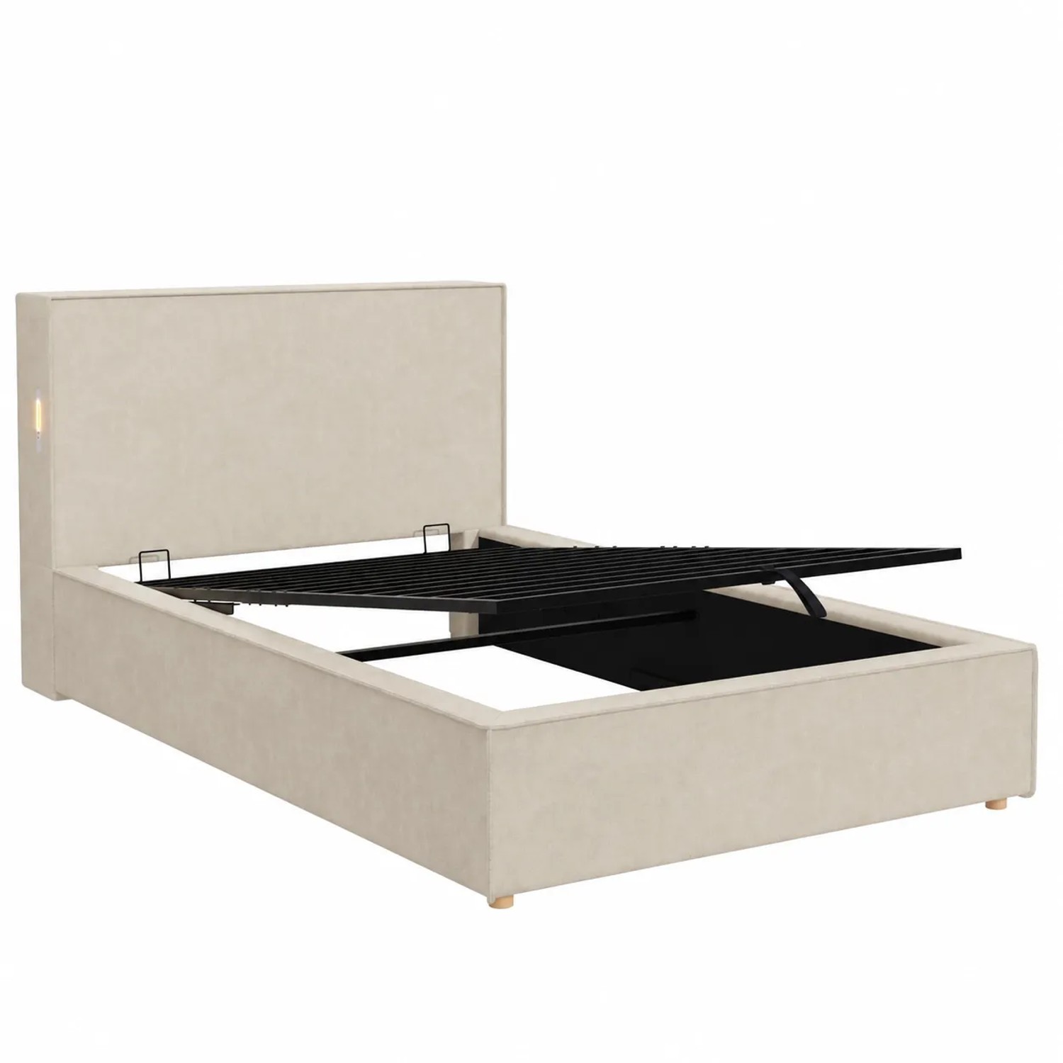 ModernLuxe Kinderbett 90 x 200 cm mit Hydraulischem Stauraum Lattenrost Kopfteil Chenille