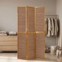 Homestyle4u 3-teiliger Paravent aus braunem Holz und Bambus, Raumteiler und Sichtschutz für Innen.