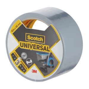 Rolle Scotch Universal Klebeband, 10m x 48mm, silber, für Reparaturen und Bastelarbeiten.