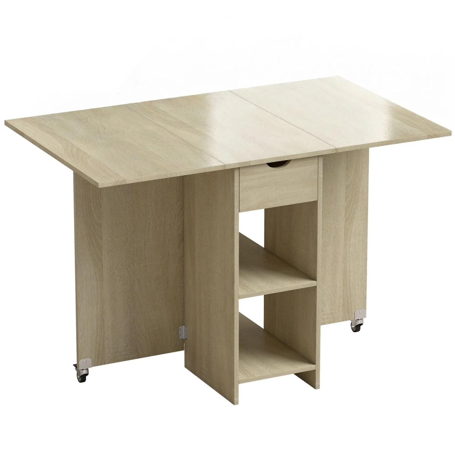 HOMCOM Klappbarer Esstisch Spanplatte 114,5L x 70B x 75H cm Naturholz