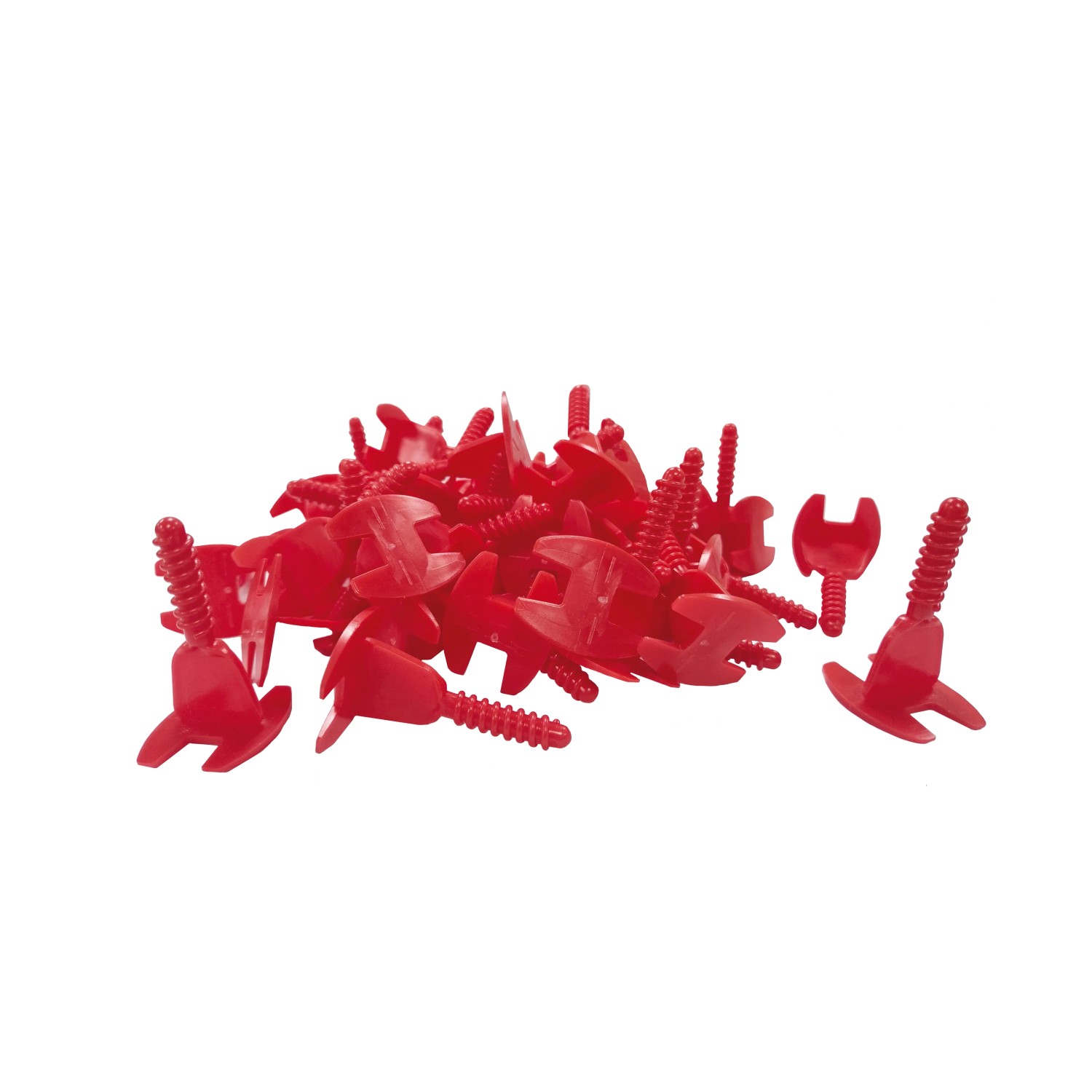 LUX-TOOLS Gewindelaschen, 2 mm, 250 Stk., für Nivelliersystem für Fliesen, rote Kunststoffteile.