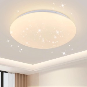 Runde ZMH LED Deckenleuchte Ø25cm mit Sternenhimmel-Effekt, warmweißem Licht (3000K) für Küche, Schlafzimmer.