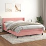 Rosa vidaXL Boxspringbett (140x190 cm) mit Samtbezug, inklusive Matratze und Topper.