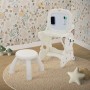 Weißer Joyz 3in1 Spieltisch mit LCD-Tafel, Kinderhocker und Zubehör. Vielseitiges Spielgerät für kreative Kinder.