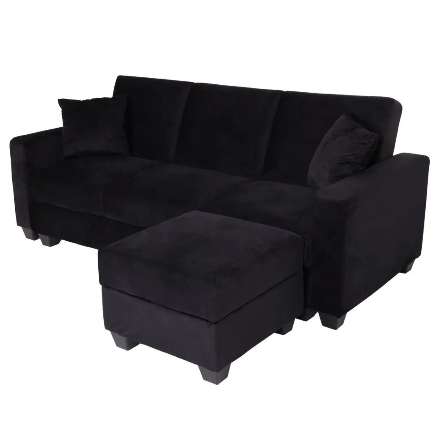MCW Sofa H47 mit Ottomane Samt Schwarz