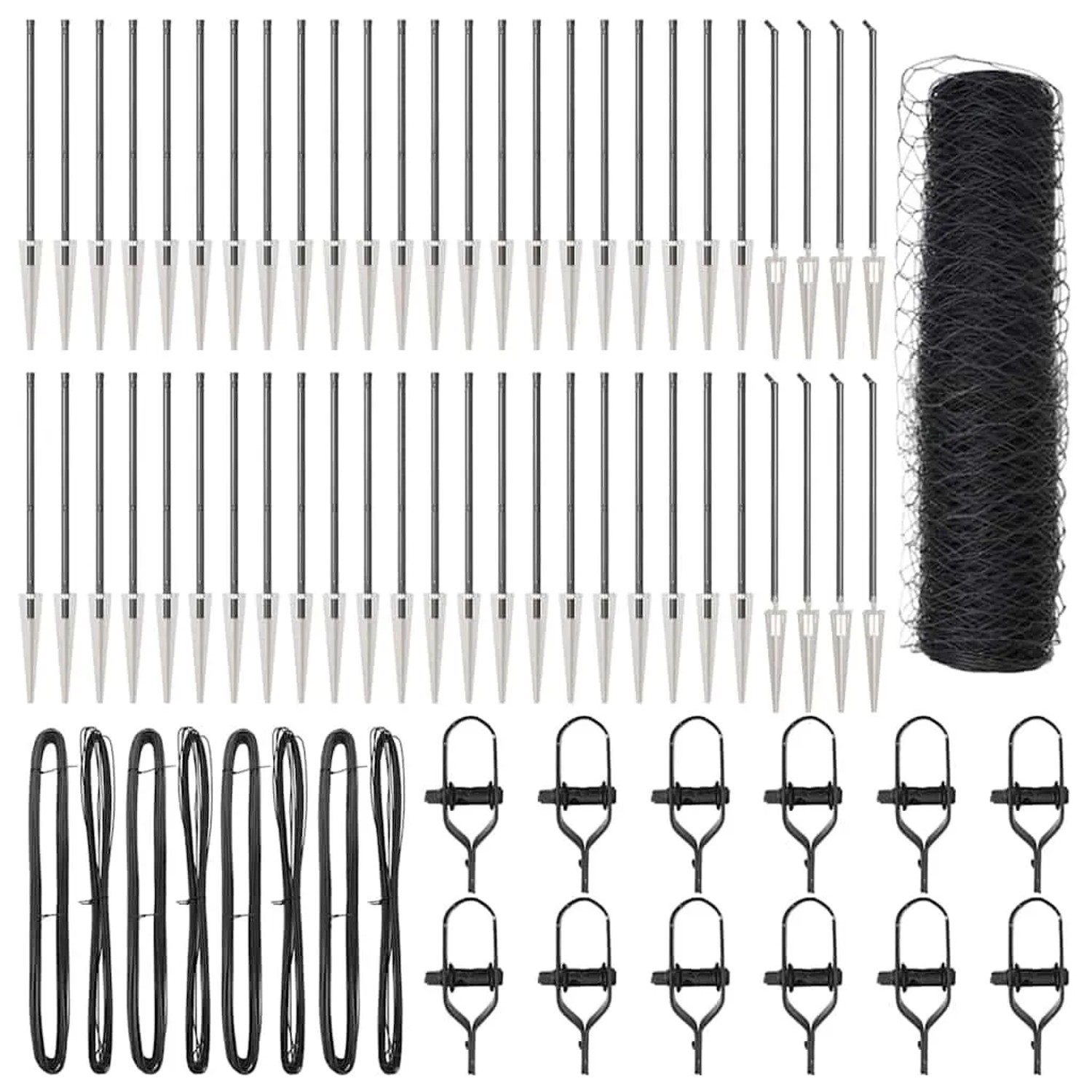 vidaXL Zaunpfosten Grau 100 x 0,8 m 50 mm Maschen Stahl und PVC 3353306 günstig online kaufen