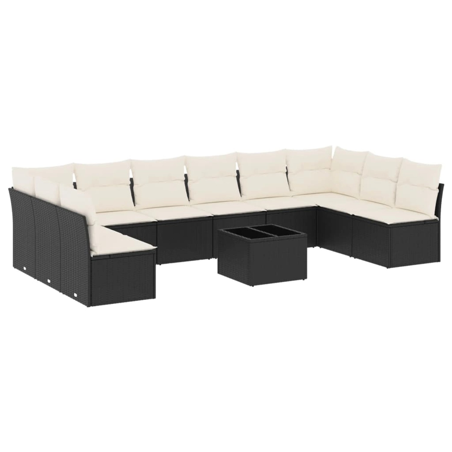 vidaXL 11-Tlg Garten-Sofagarnitur mit Kissen Schwarz Poly Rattan 3249935 günstig online kaufen