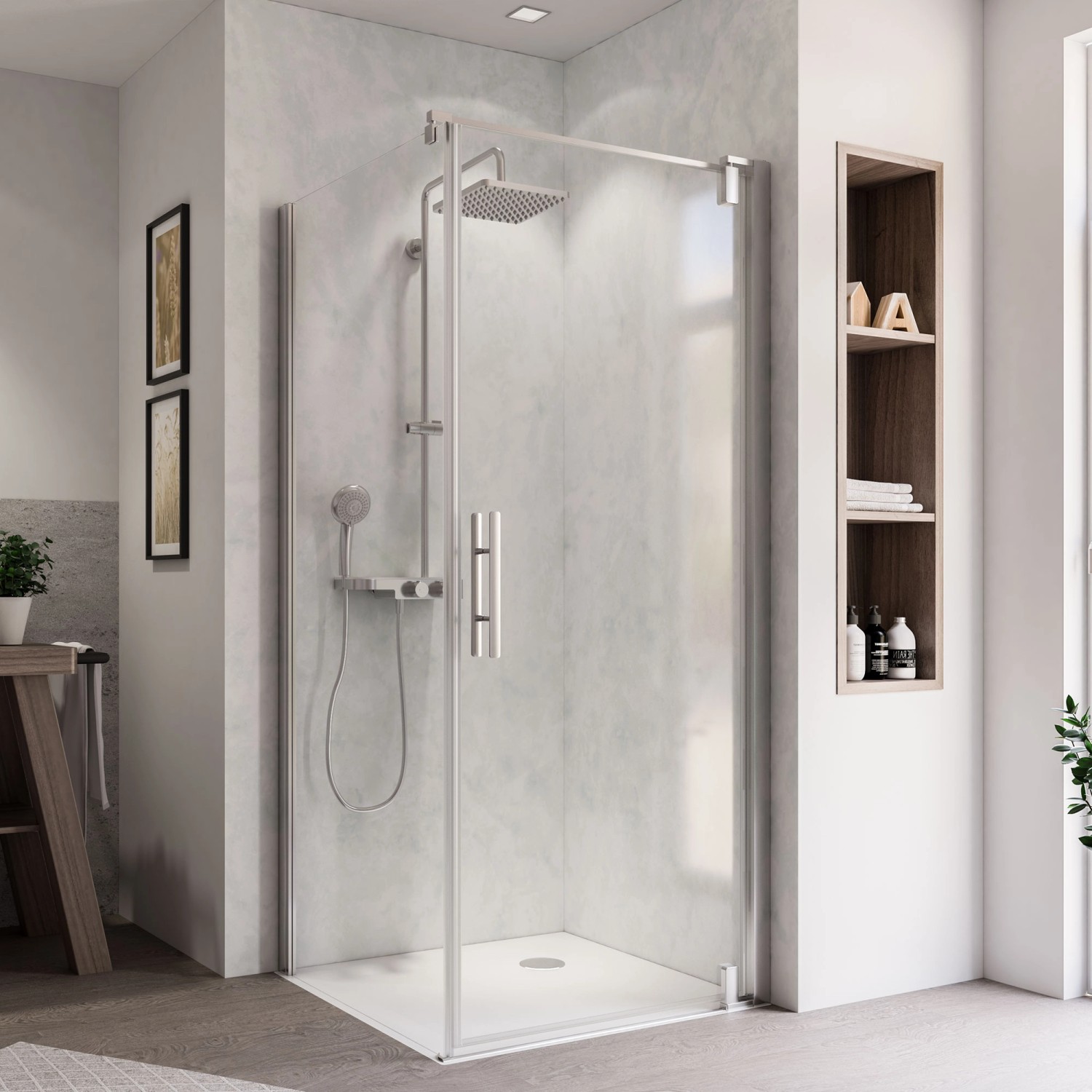 Breuer Seitenwand Europa Design, Chrom/Klarglas, 90 cm, für Duschwand Kombination.