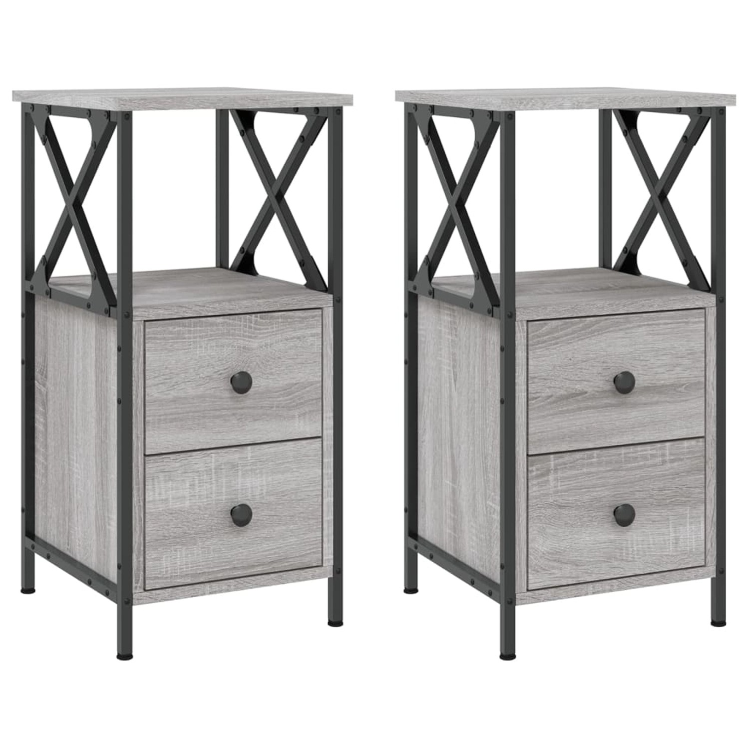 vidaXL Nachttische 2 Stk, Grau Sonoma 34x35,5x70 cm Holzwerkstoff 825950 günstig online kaufen