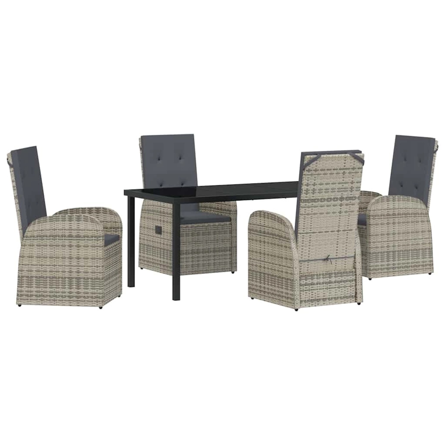 vidaXL Garten Essgruppe mit Kissen 5-Tlg Grau Poly Rattan 3379481 günstig online kaufen