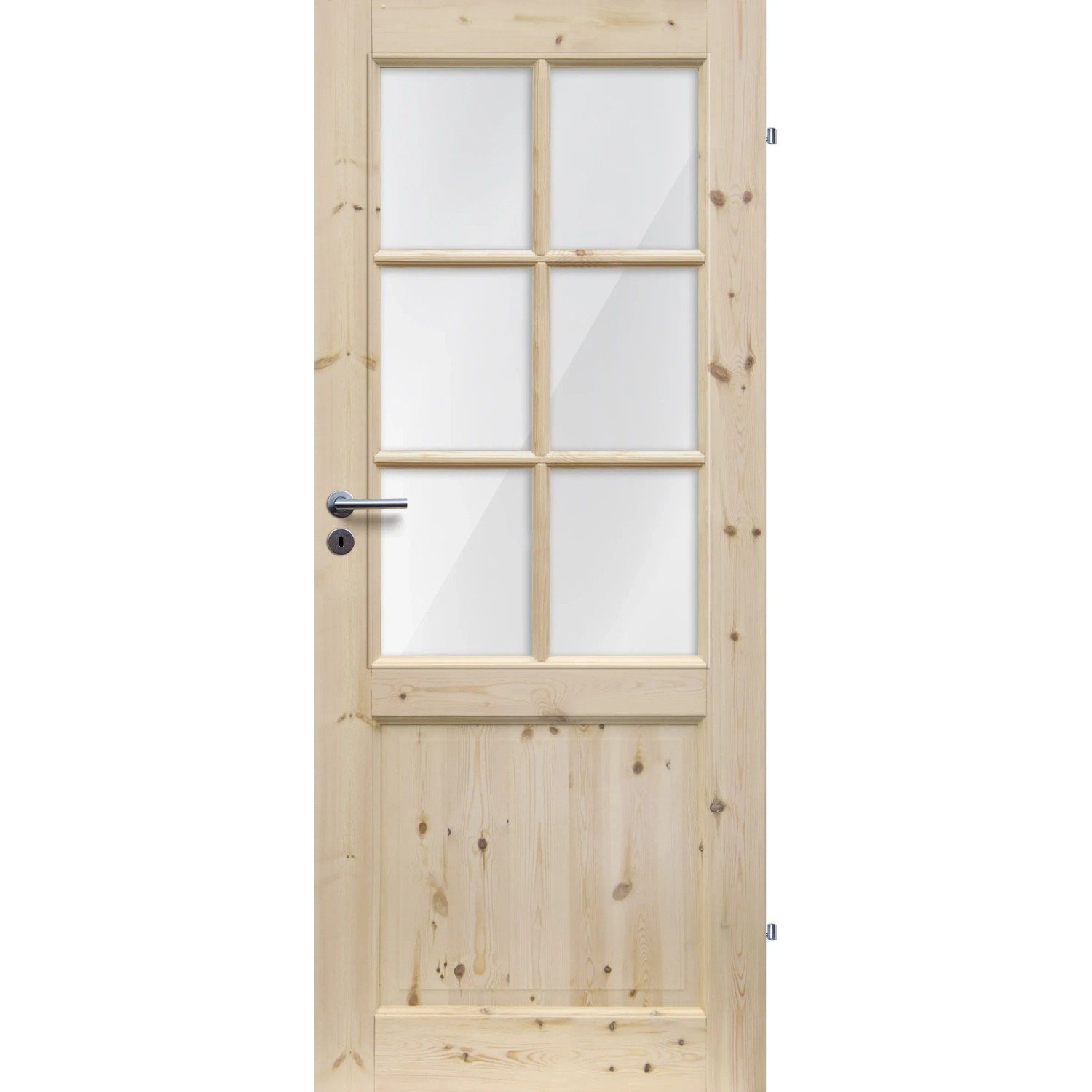 Radex Zimmertür Landhaus Kiefer, Tür mit Glaseinsatz, links angeschlagen, 985x1985 mm.