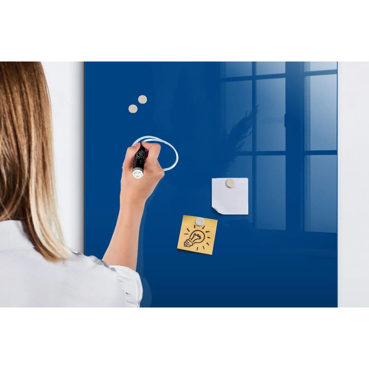 Tulup Glasmagnettafel Beschreibbar Blaue Farbe 70x100 cm Magnettafel Wand Glas Weißer Marker Magnetisches Whiteboard Glas_7