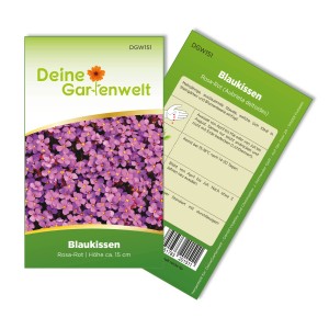 Blaukissen Rosa-Rot Samenpackung von Deine Gartenwelt mit lila Blüten.