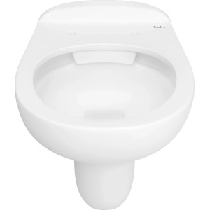 Weißes, spülrandloses baliv Wand-WC Glasgow Tiefspüler aus Keramik, Frontansicht.