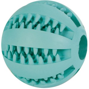 Jollypaw Baseball Kauspielzeug aus Naturgummi, ø 7 cm, mintgrün, mit Noppen zur Zahnfleischmassage.