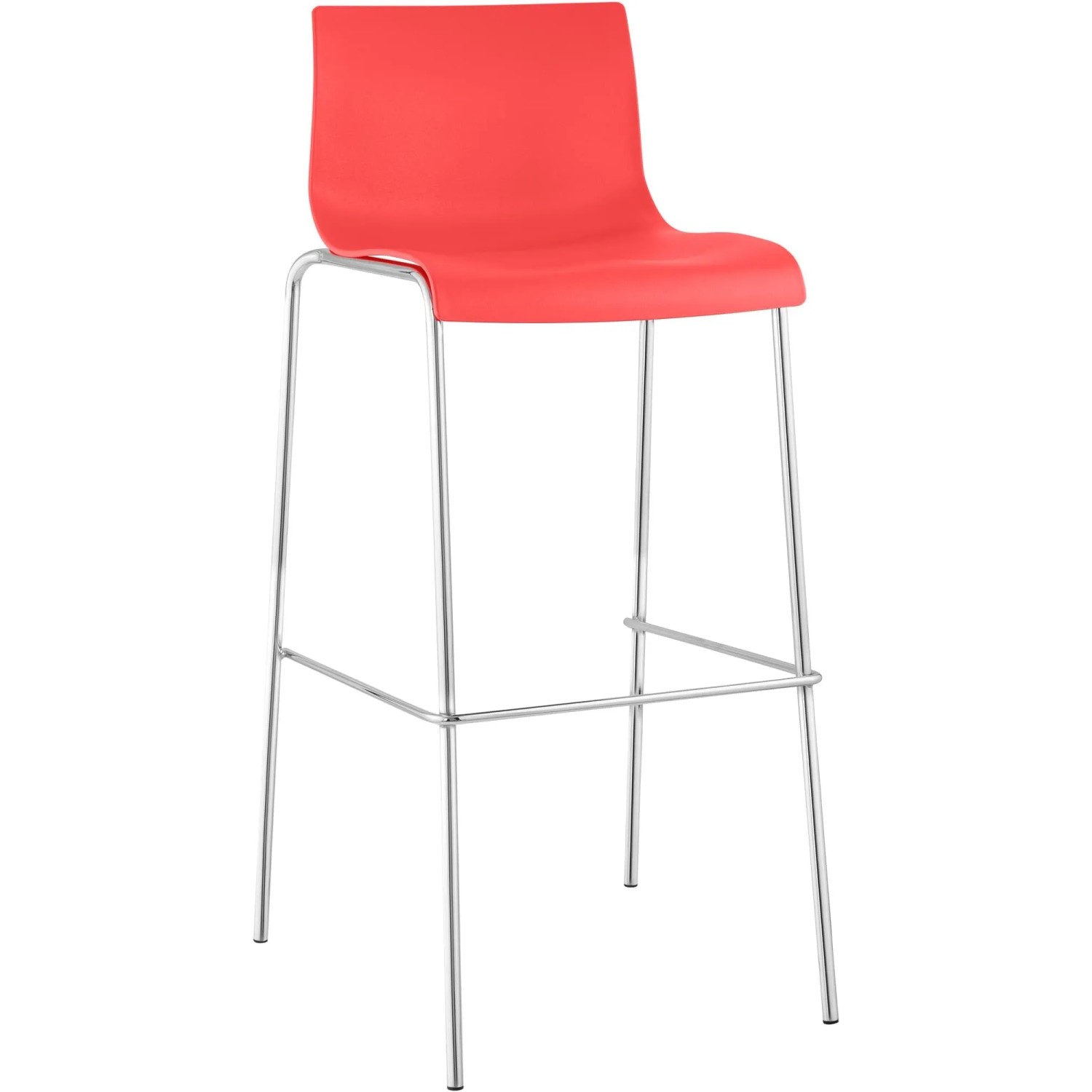 CLP Barhocker Hover Kunststoff 4-Fuß Gestell Rot/Chrom
