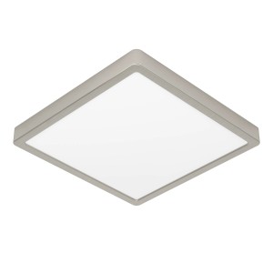 Quadratische LED-Deckenleuchte Fueva 5, nickelfarben matt, 28,5x28,5 cm. Moderne Innenraumbeleuchtung.