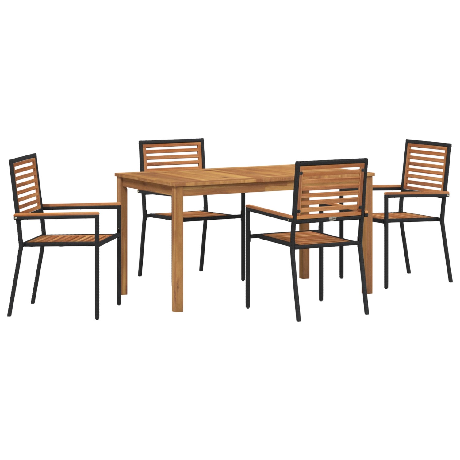 vidaXL Garten Essgruppe 5-Tlg Schwarz Poly Rattan 3365535 günstig online kaufen